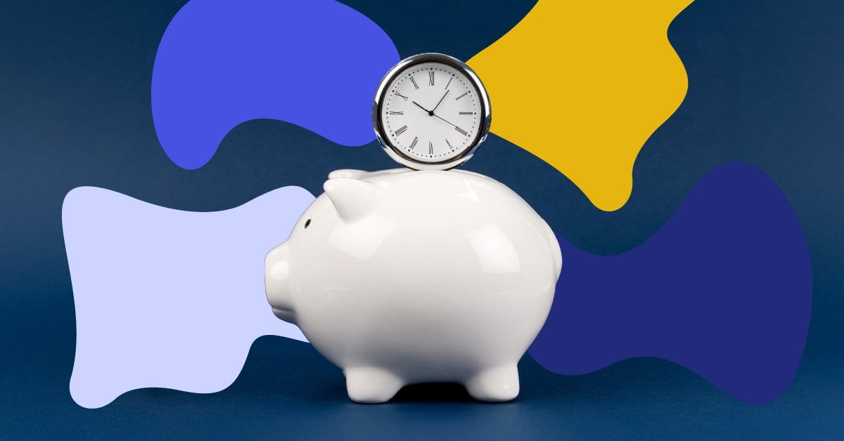Clock-hovering-above-piggy-bank.